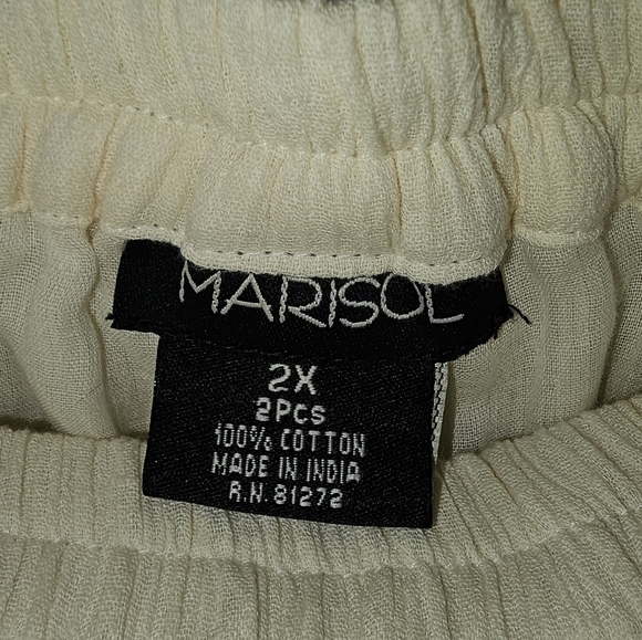 Marisol Wide Leg Elastic Waist Pull On Lined Cotton Plus Size Pants 2X Boho - Picture 3 of 6